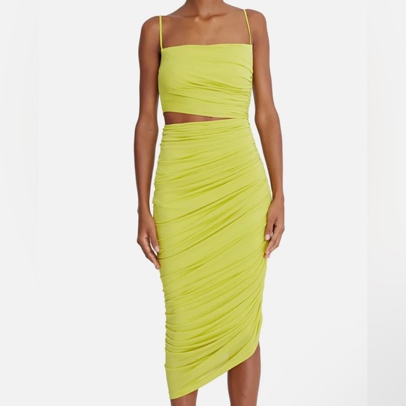 Halston Dresses & Skirts - HALSTON Ruched Jersey Midi Dress with Waist Cut-Out